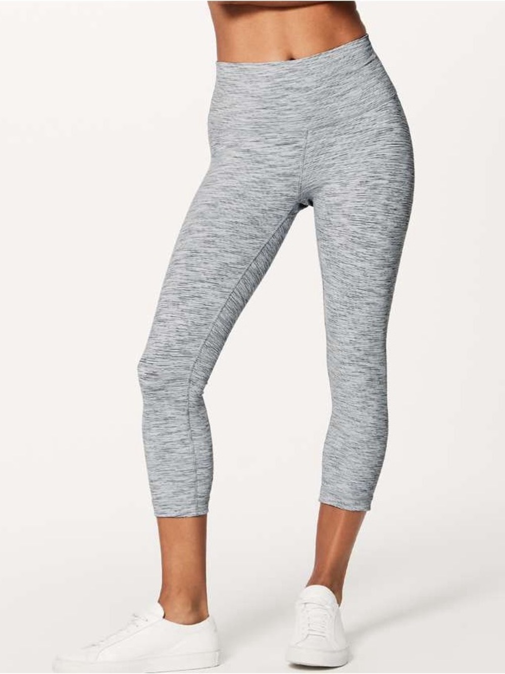 Lululemon Wunder Under Crop Hi-Rise Capri Leggings- Space Ice Grey Alpine White